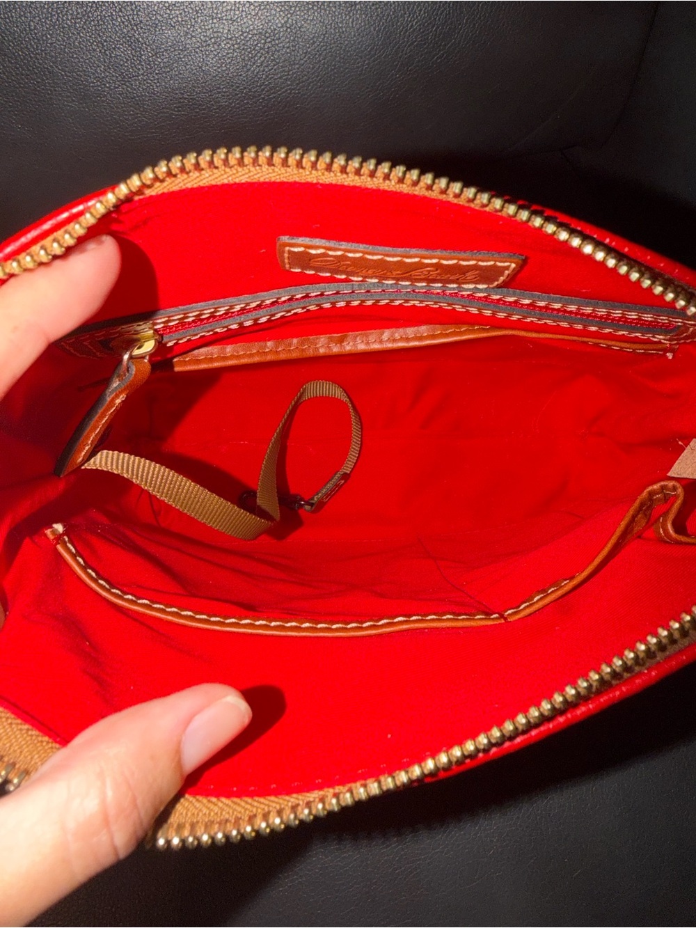 Dooney & Bourke Red Pebbled Leather Crossbody with Tan Trim NWT - Picture 8 of 14